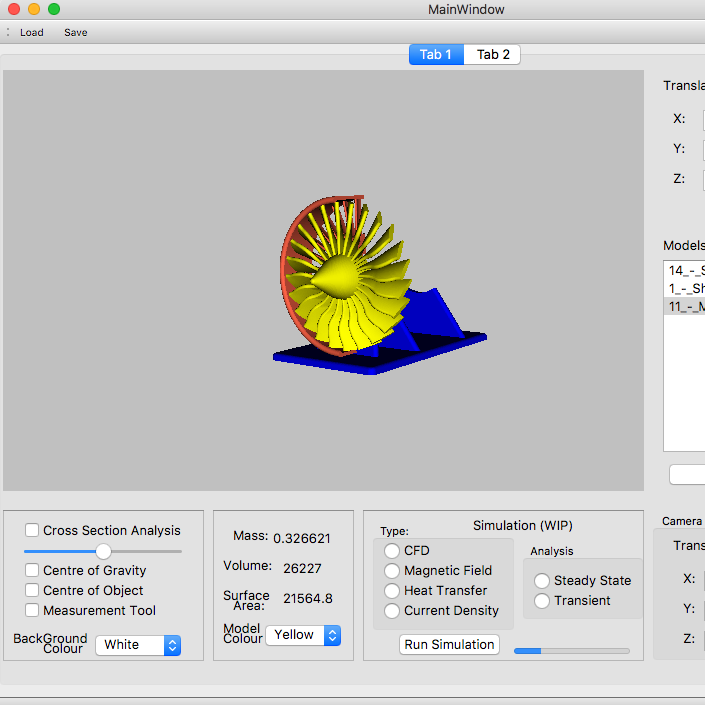 Screenshot of a jet engine in the 3D Model Viewer