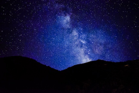 Milky Way Galaxy with mountain silhouettes